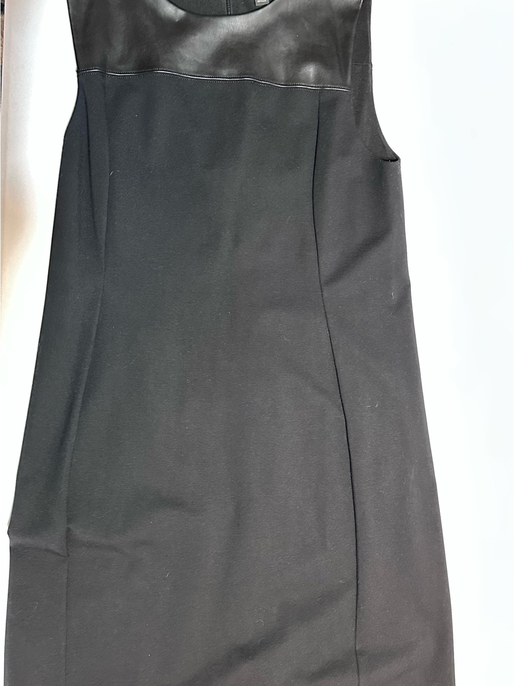 Ann Taylor Black Faux-Leather Yoke Sheath Dress